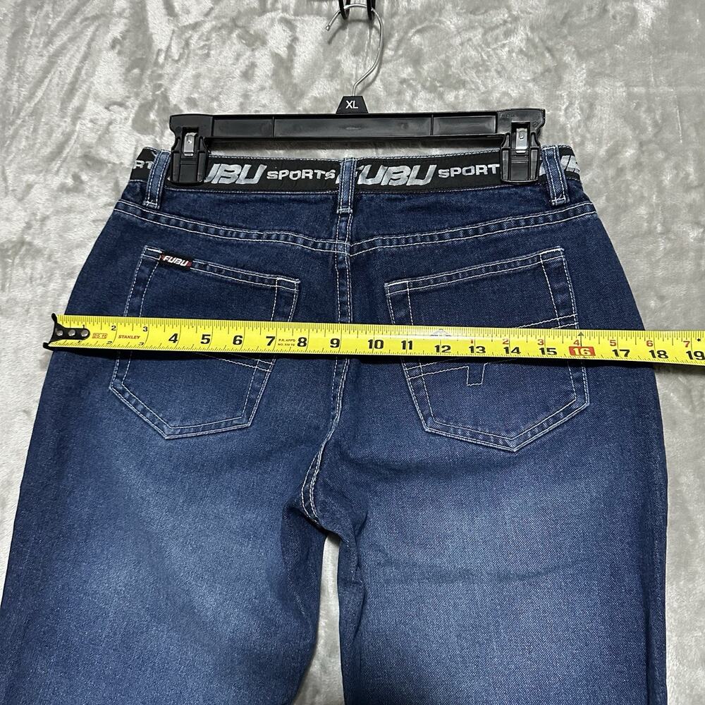 Y2K Fubu Straight Leg Jeans Womens Size 7/8 Blue Dark Wash Streetwear Grunge - Picture 10 of 10